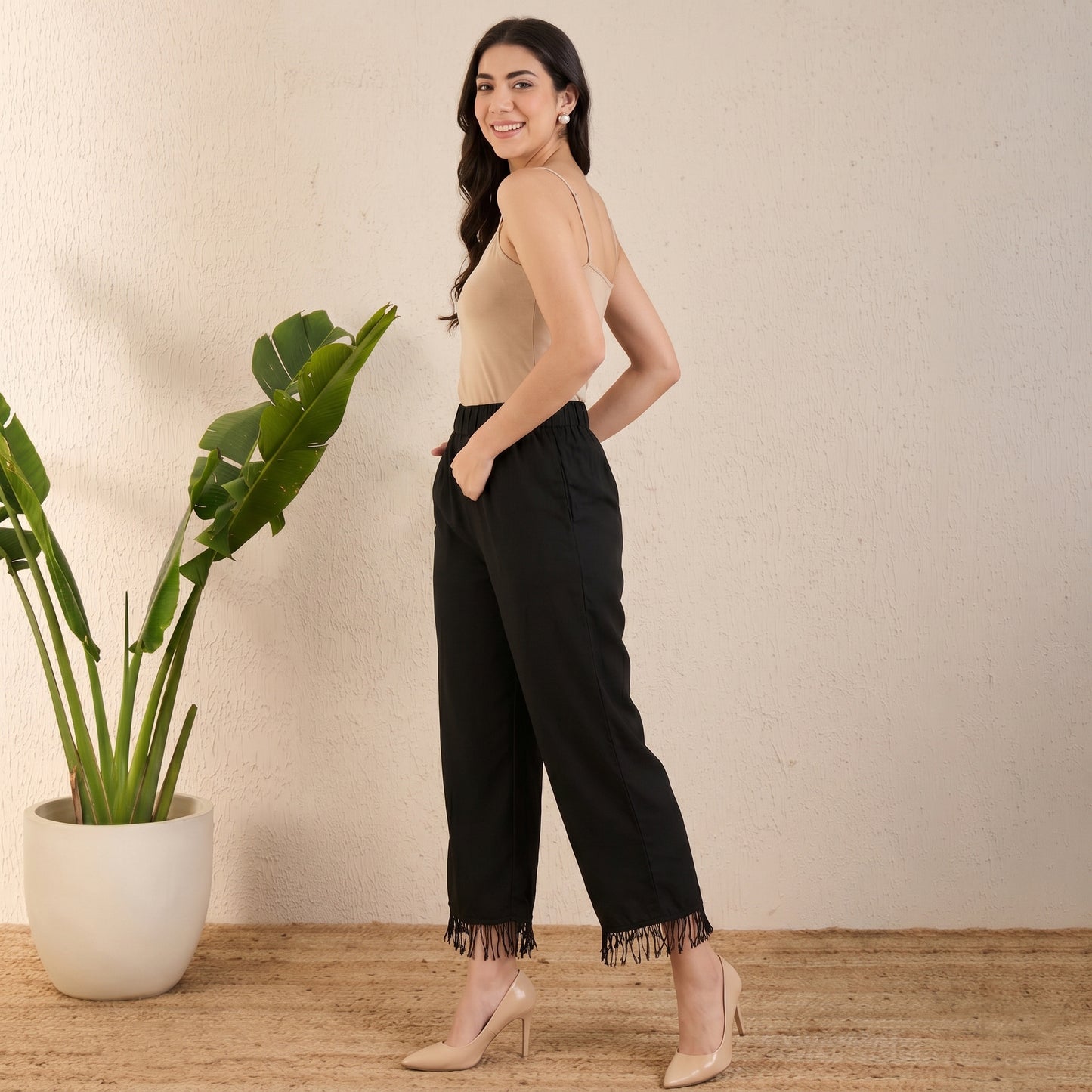 Black Pants for Women – Viscose Linen | First Resort by Ramola Bachchan