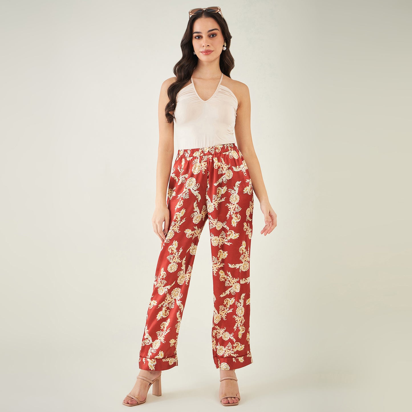 Red Baroque Print Pants