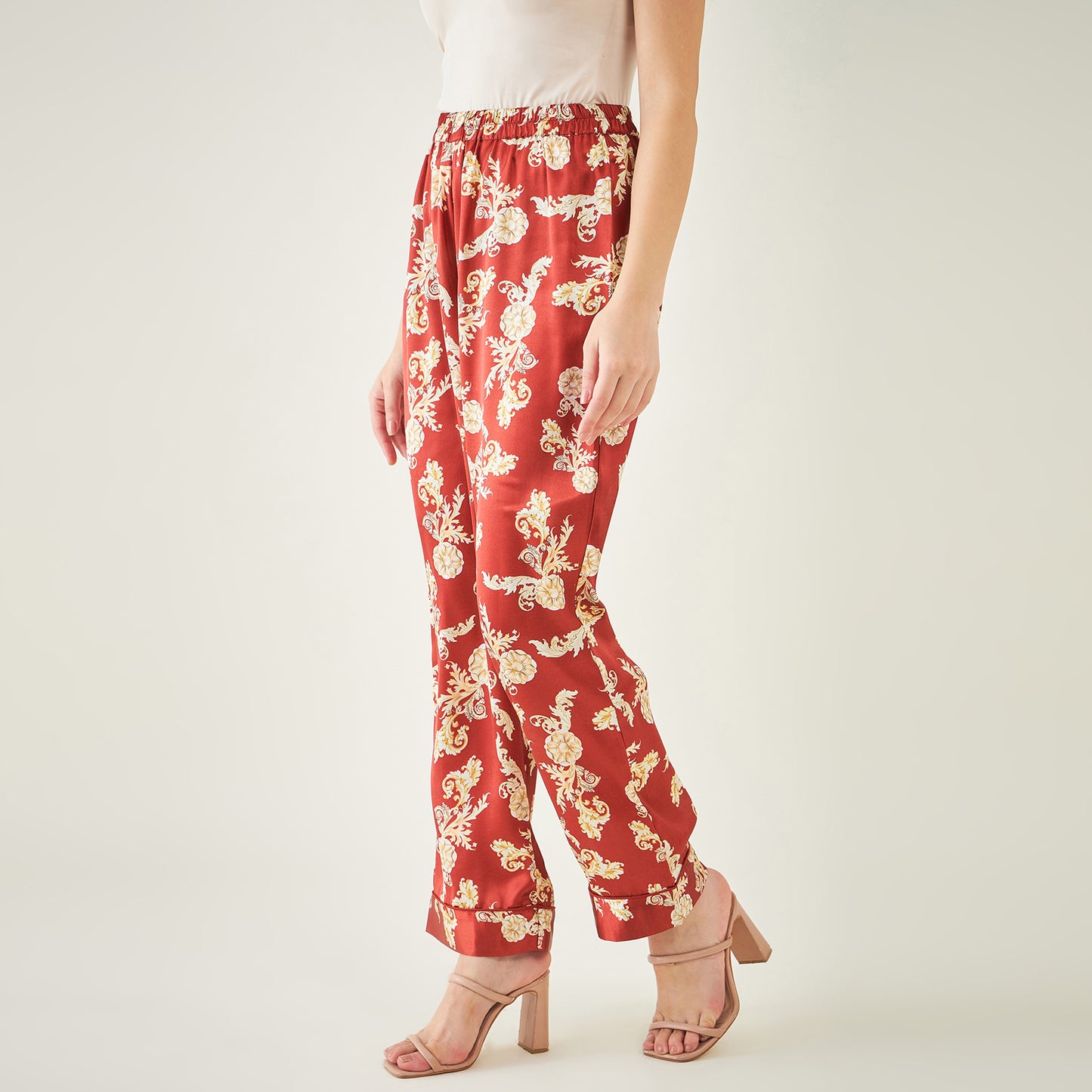 Red Baroque Print Pants