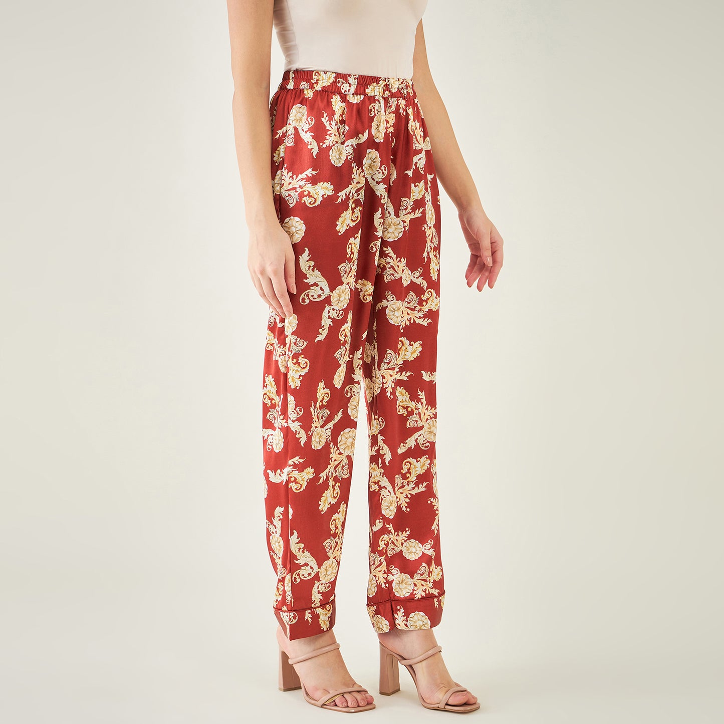 Red Baroque Print Pants