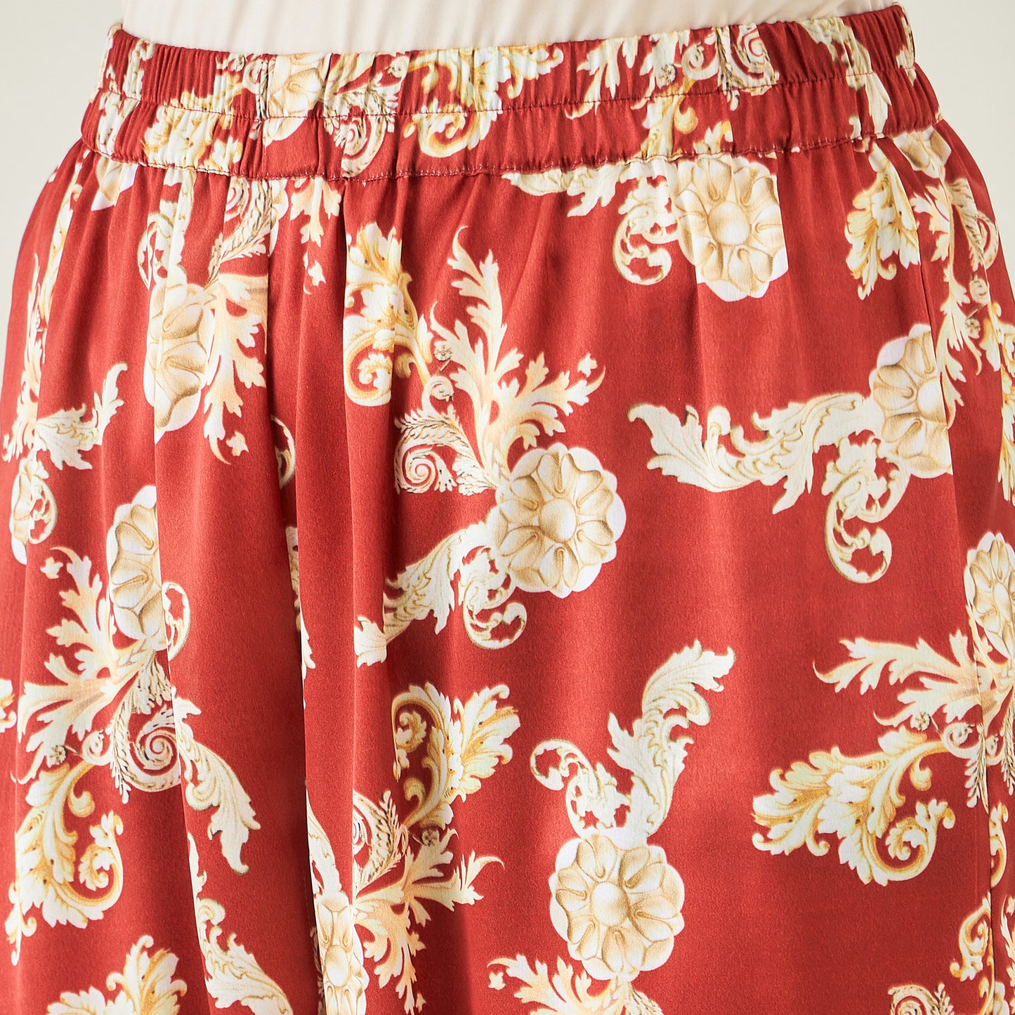 Red Baroque Print Pants
