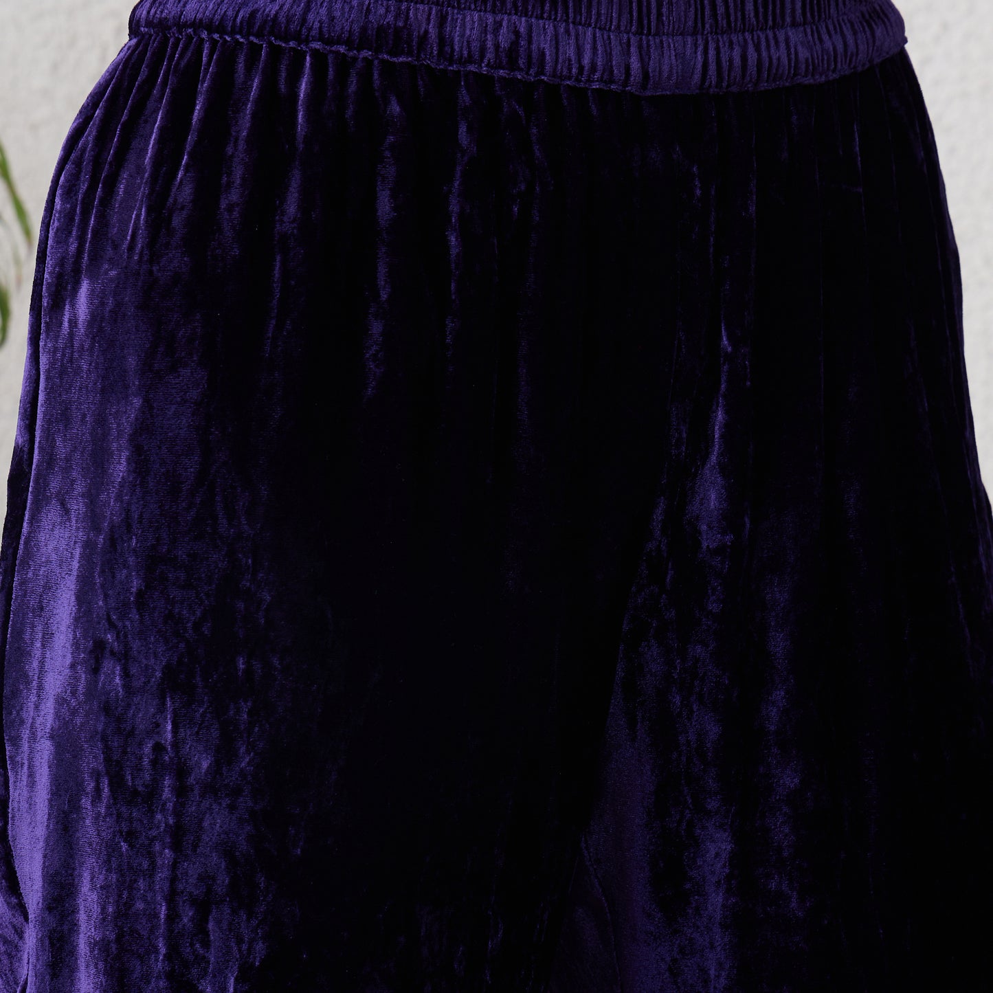 Purple Silk Velvet Straight Pants