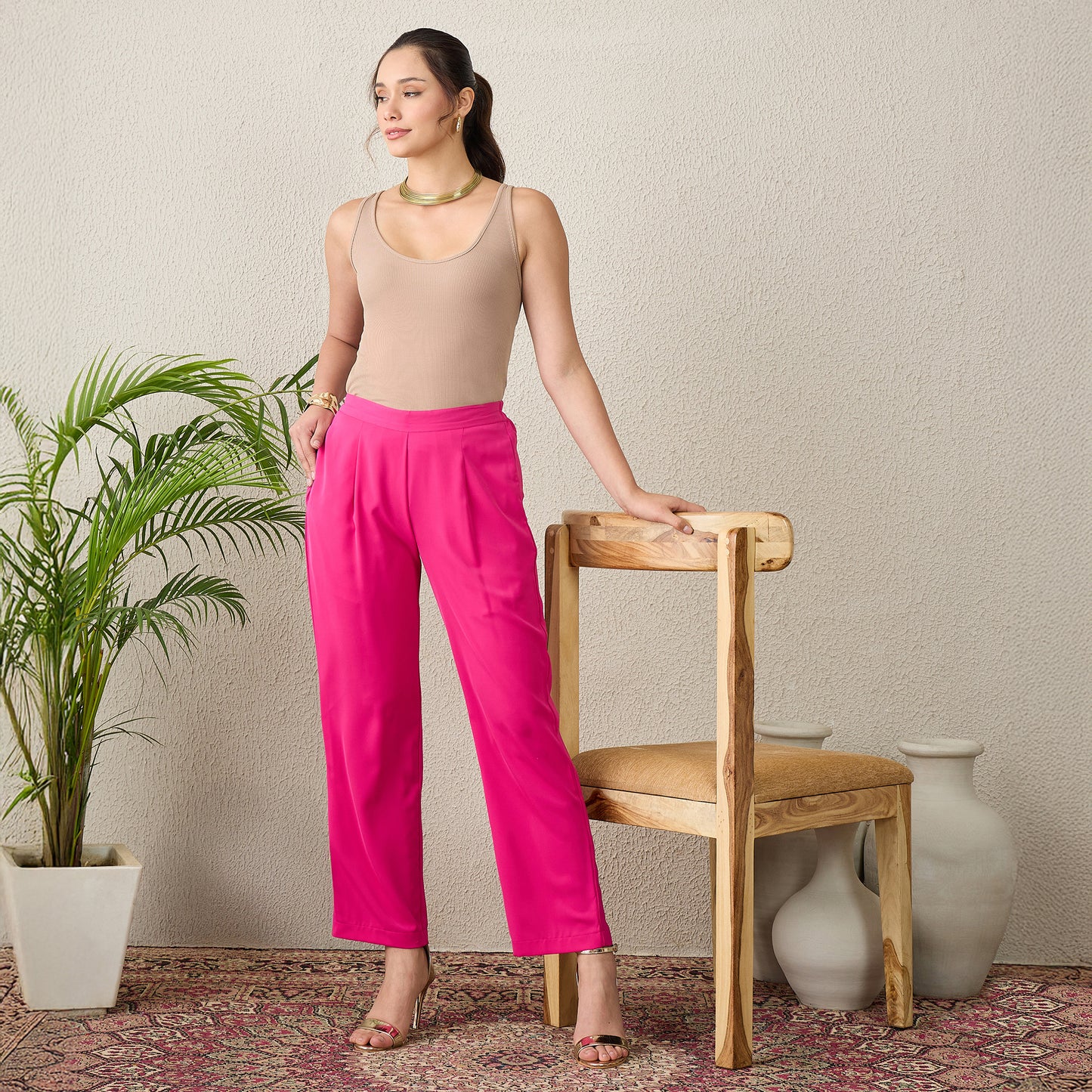 Hot Pink Straight Pants