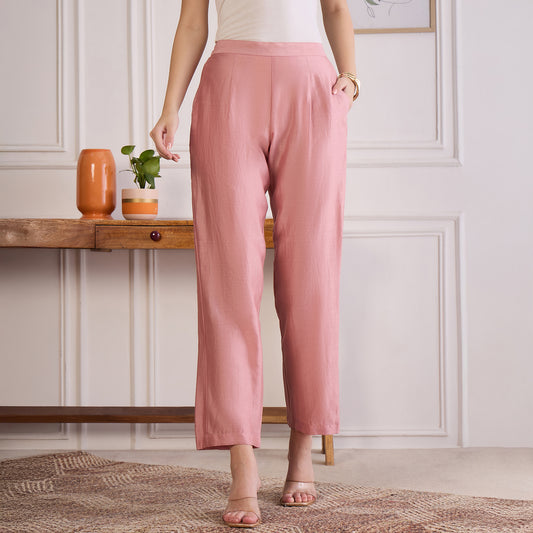 Carnation Pink Chic Straight Pants