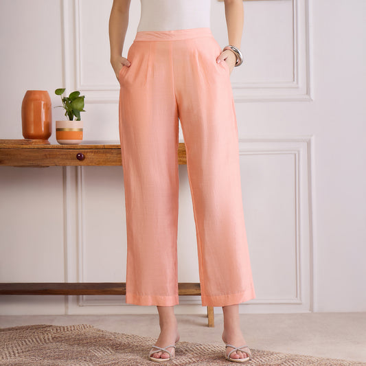 Pinkish Peach Chic Straight Pants