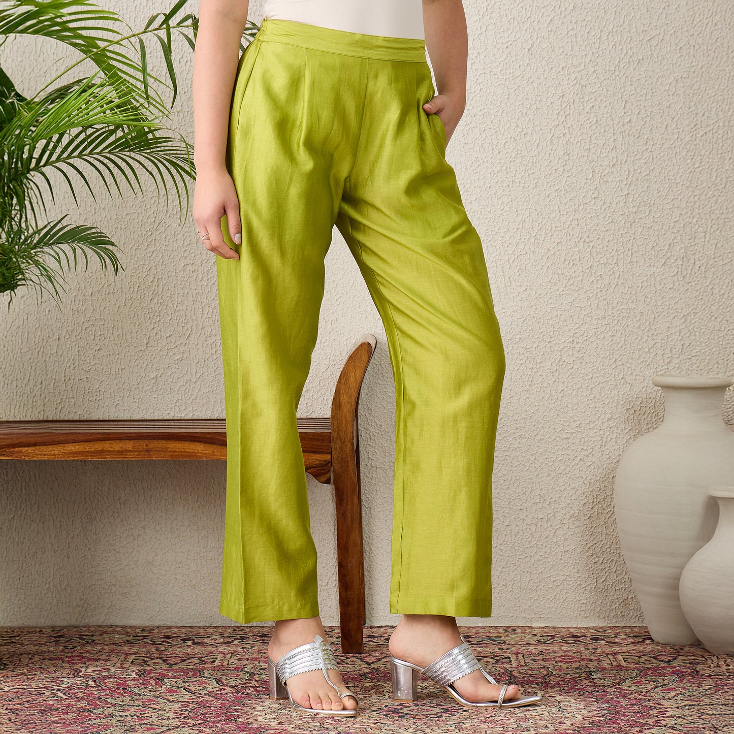 Wild Lime Chic Straight Pants