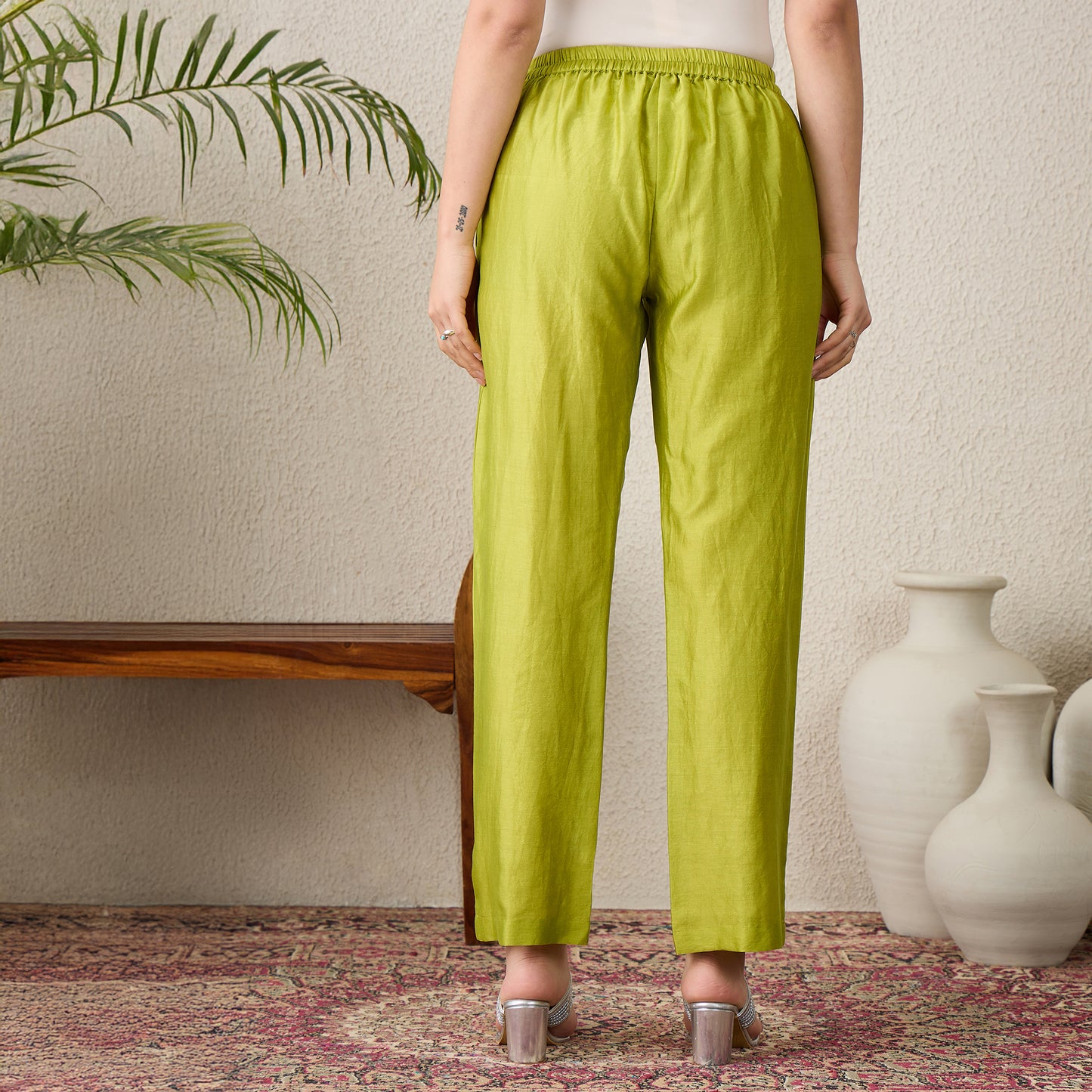 Wild Lime Chic Straight Pants