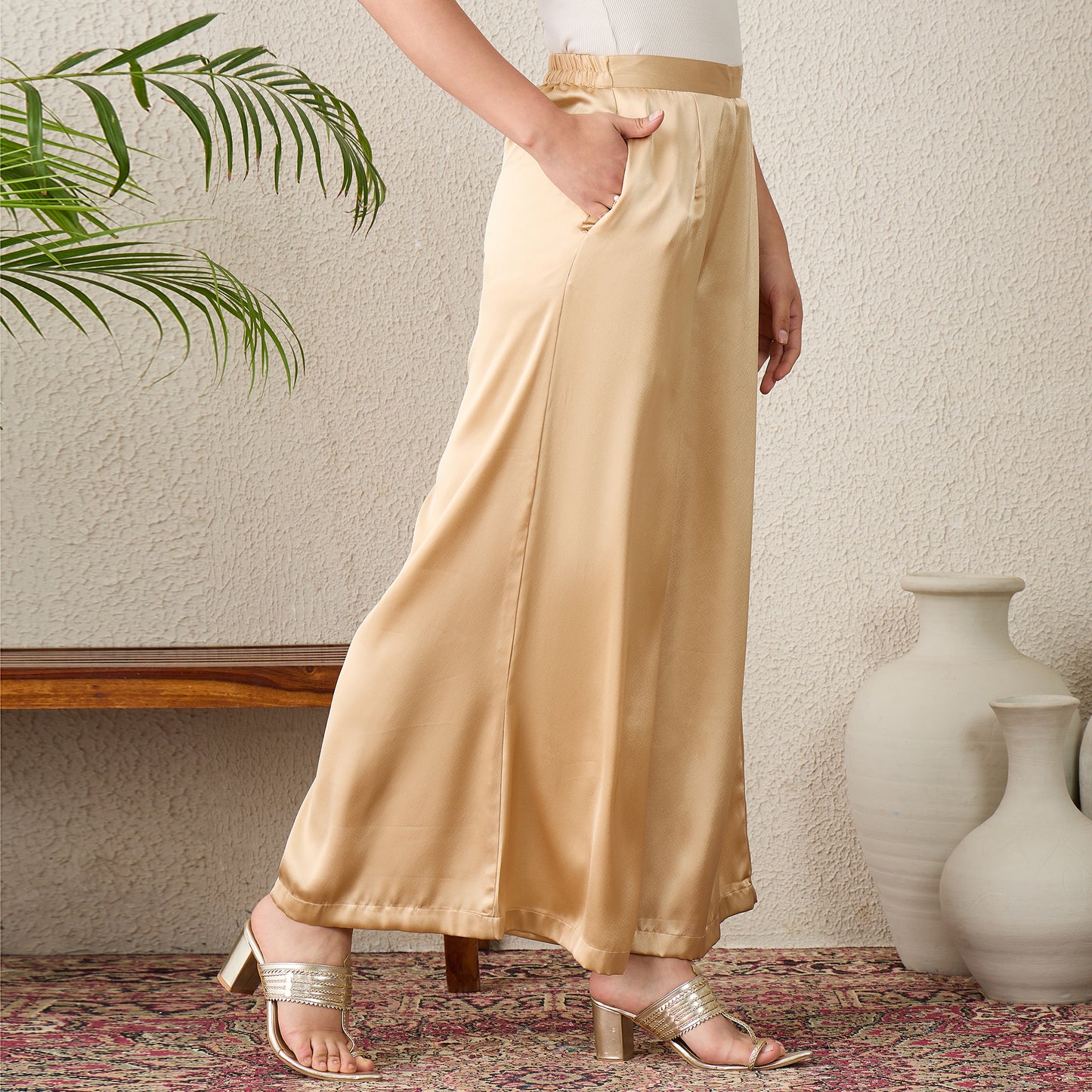 Beige Wide Legged Pants