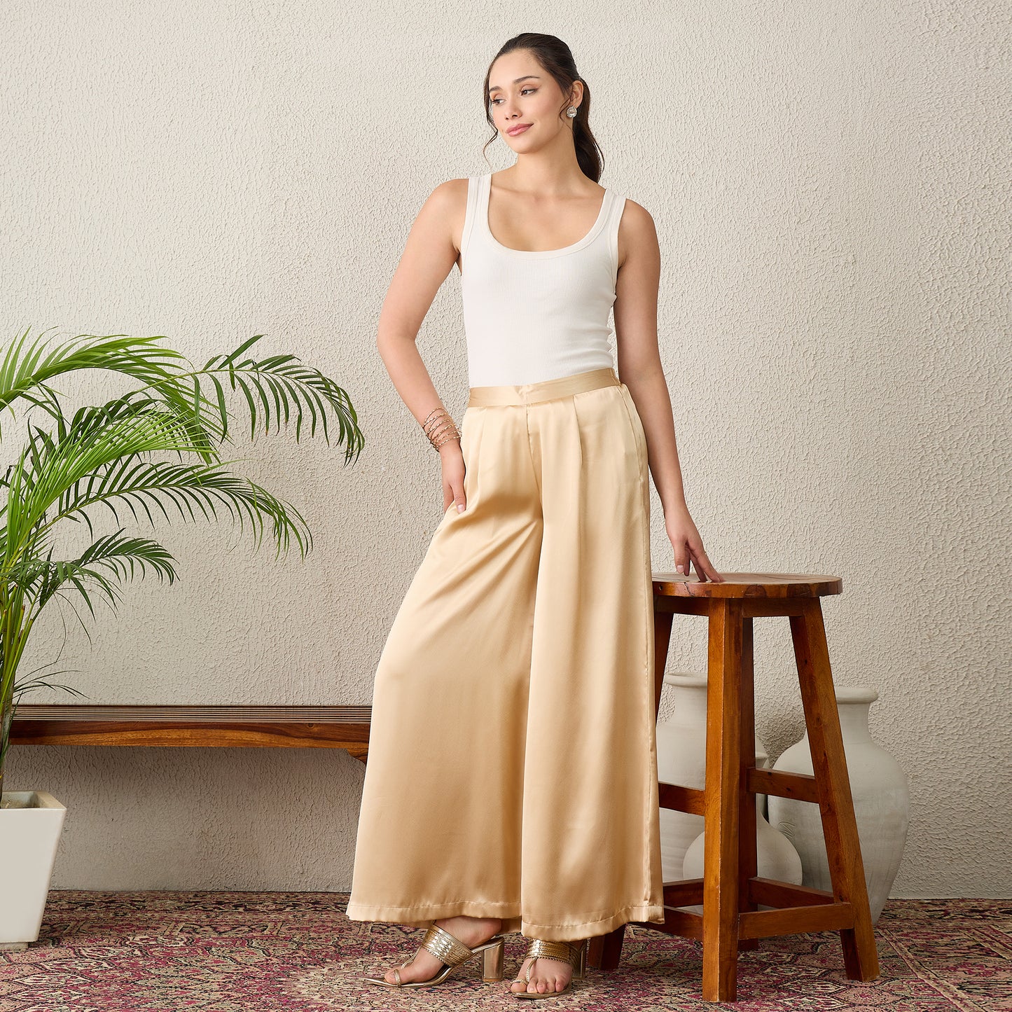 Beige Wide Legged Pants
