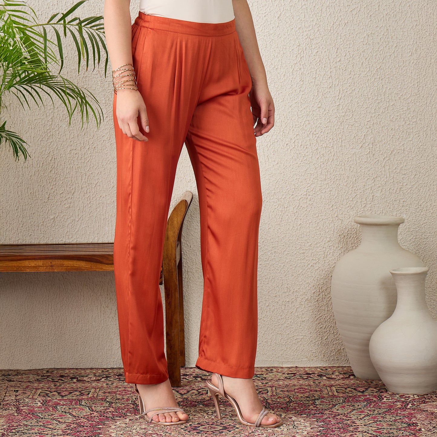 Orange Straight Trousers