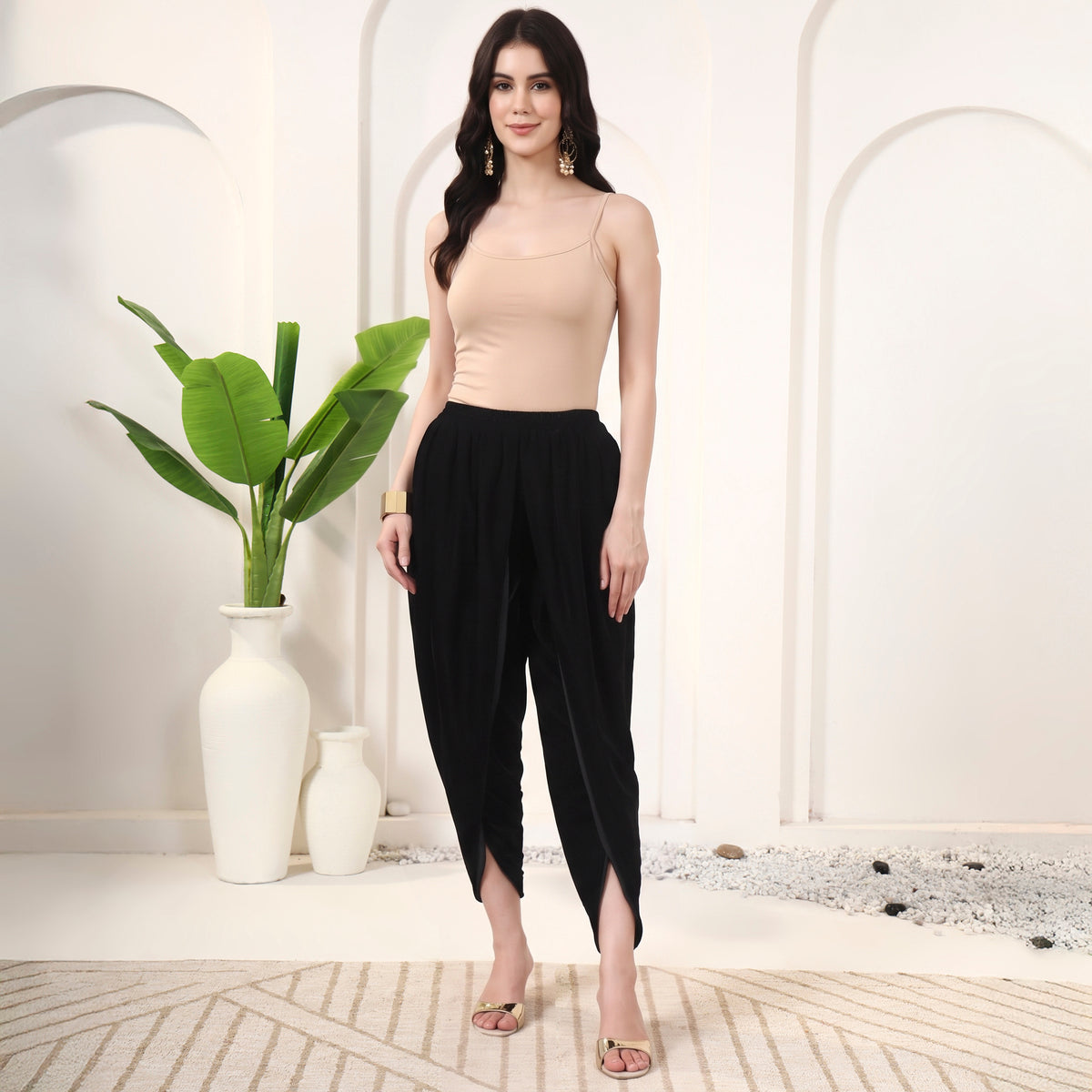 Black Pants for Women – Silk Velvet – Back View | First Resort by Ramola Bachchan