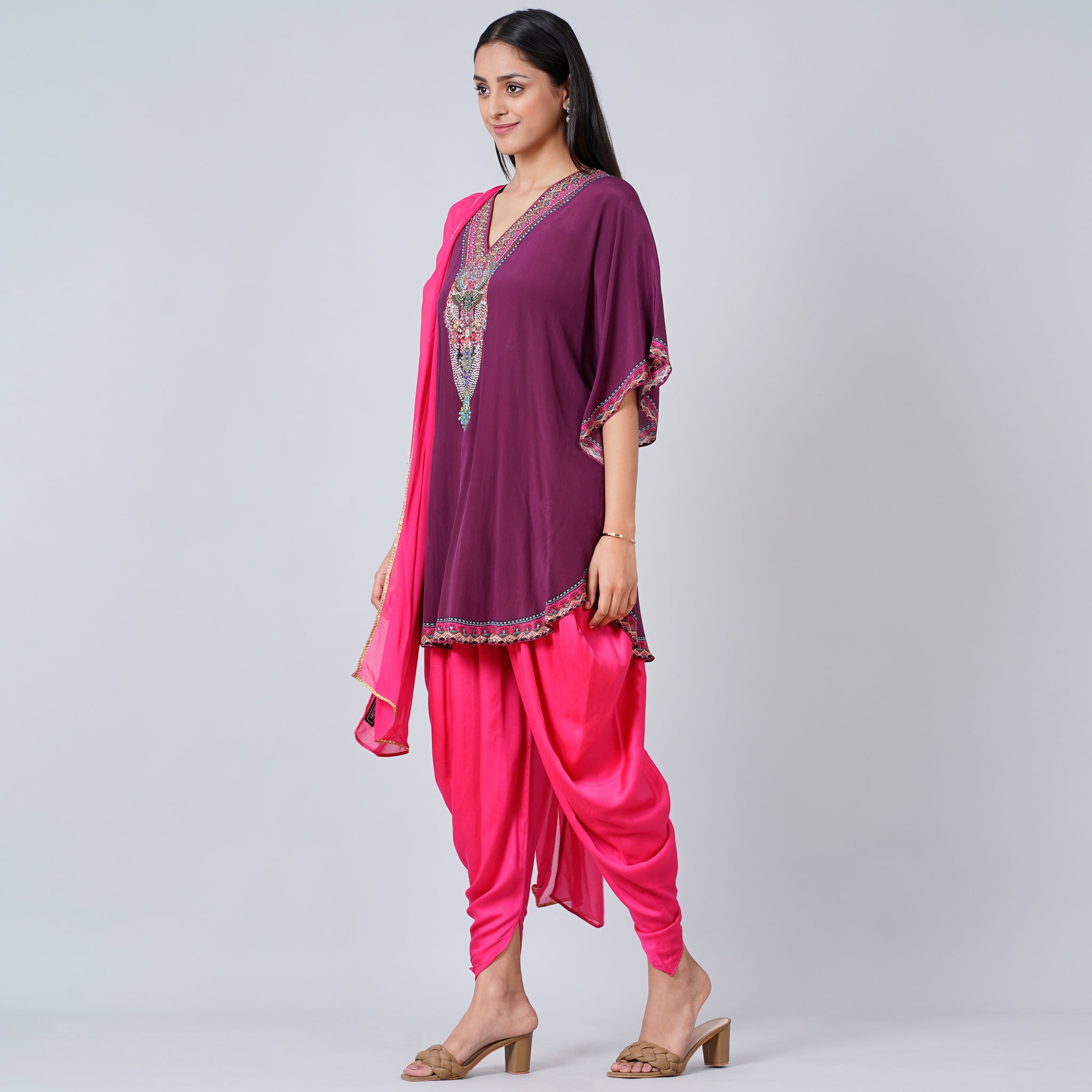 Buy Kaanchie Nanggia Yellow Cotton Silk Pleated Dhoti Pants for Women  Online @ Tata CLiQ Luxury