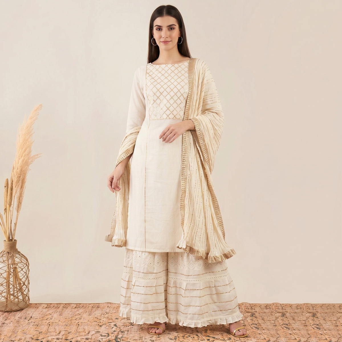 Ivory Set for Women – Embroidered | First Resort by Ramola Bachchan