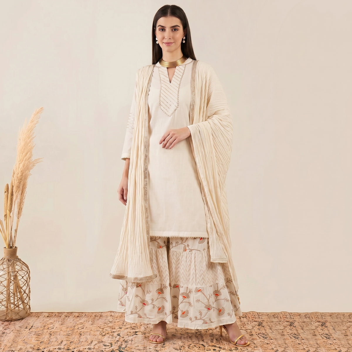 Ivory Set for Women – Embroidered | First Resort by Ramola Bachchan