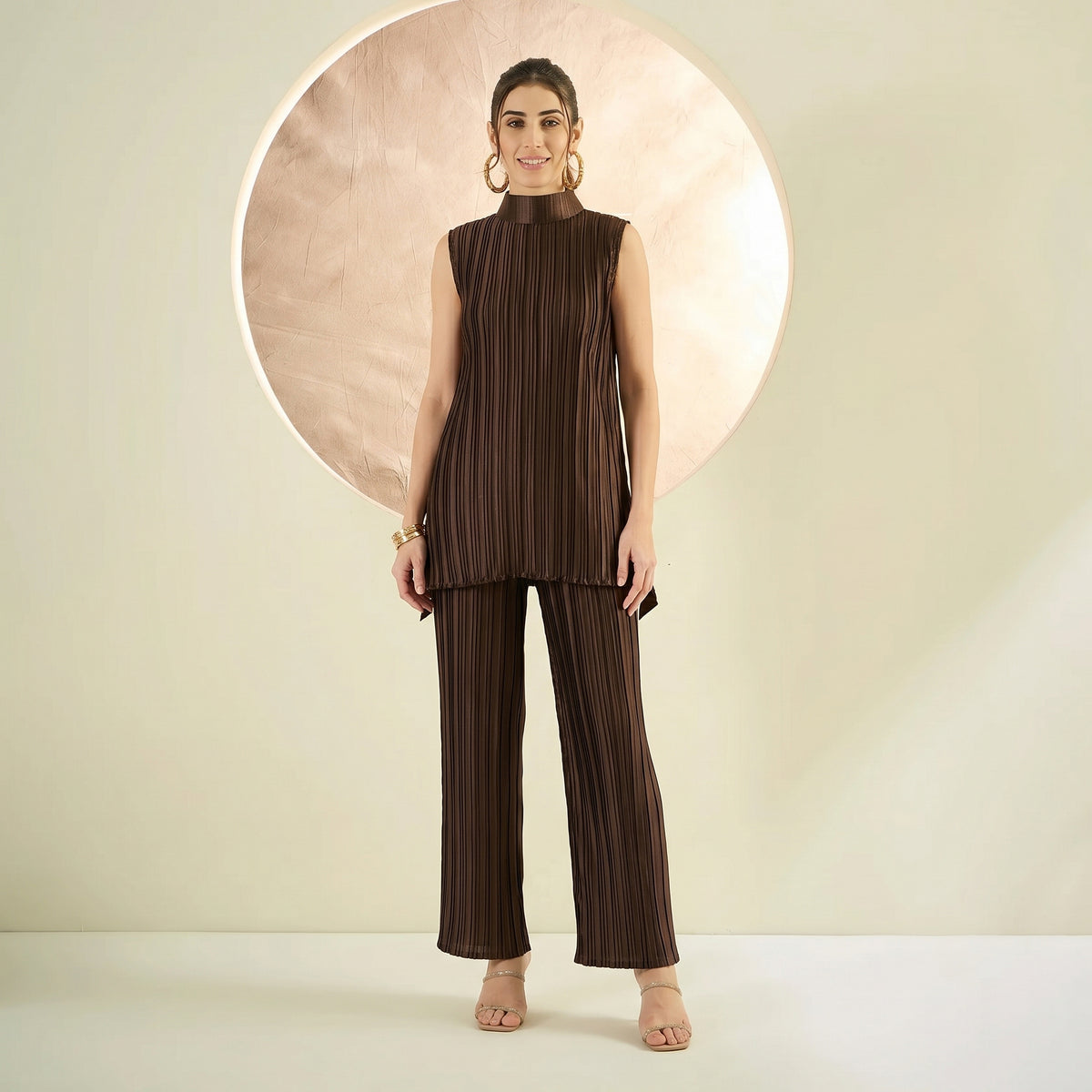 Brown Set for Women – Polyester Satin | First Resort by Ramola Bachchan