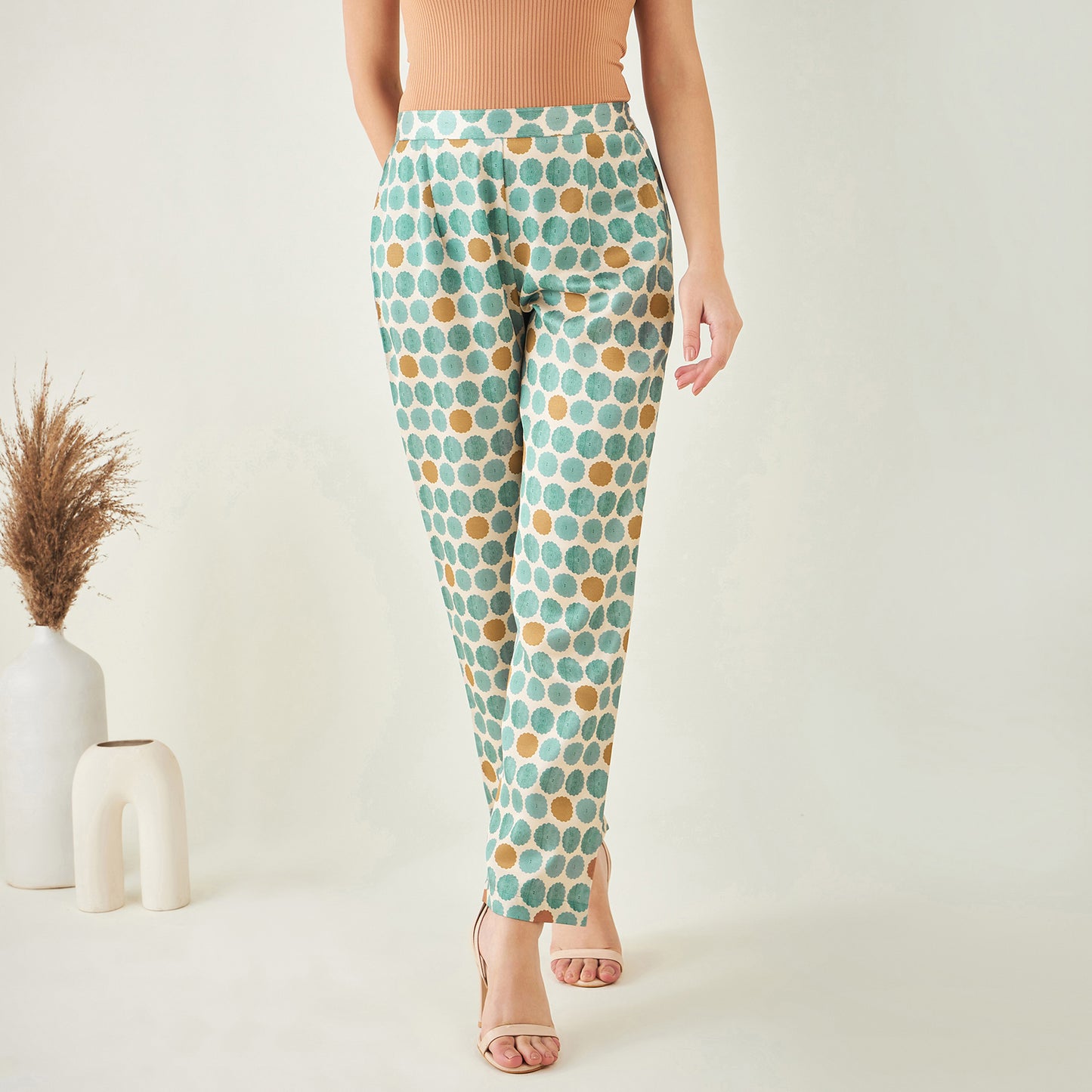 Green and Brown Floral Combination Print Co-ordinate Set