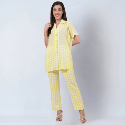 Citrus Lemon Checked Co-ordinate Set