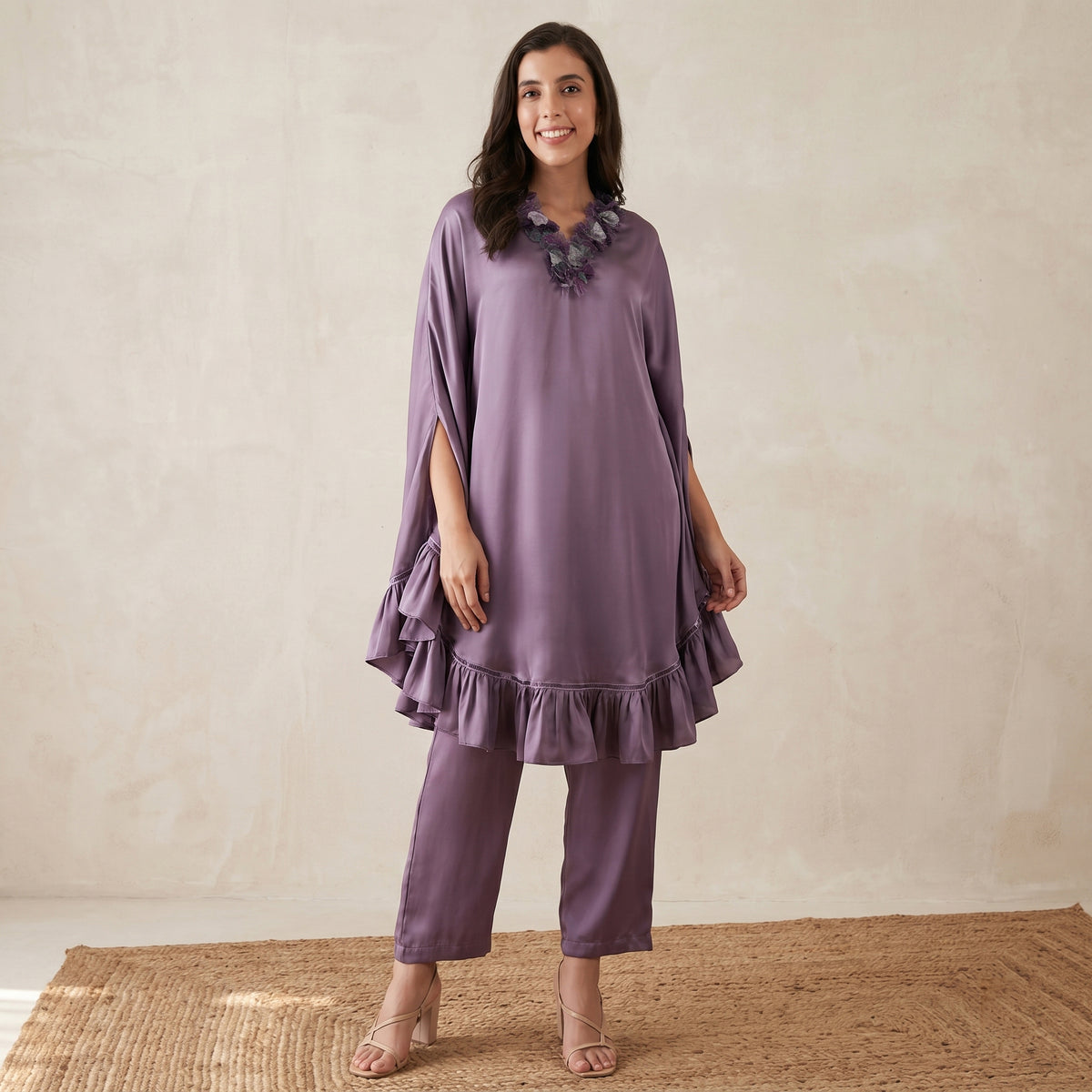 Purple Set for Women – Polyester Satin | First Resort by Ramola Bachchan