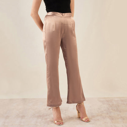 Hazel Brown Semi-Formal Embellished Satin Tunic and Bell Bottom Pants Set