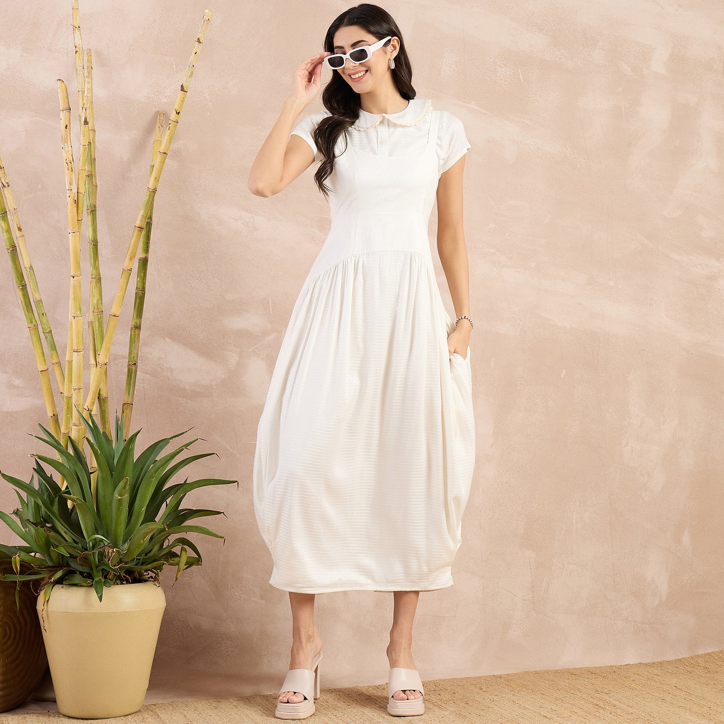 Off-White Textured Set for Women – 100% Sugarcane | First Resort by Ramola Bachchan