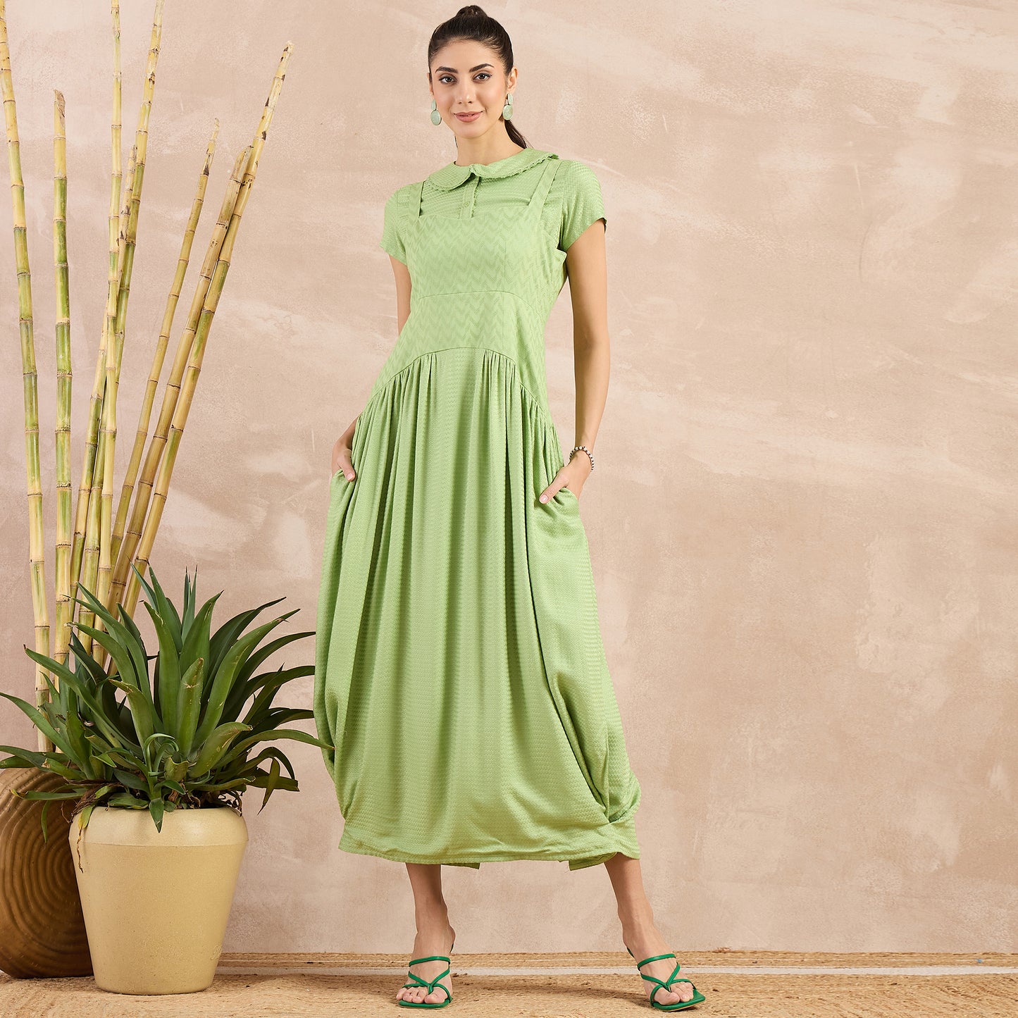 Pastel Green Textured Set for Women – 100% Sugarcane | First Resort by Ramola Bachchan