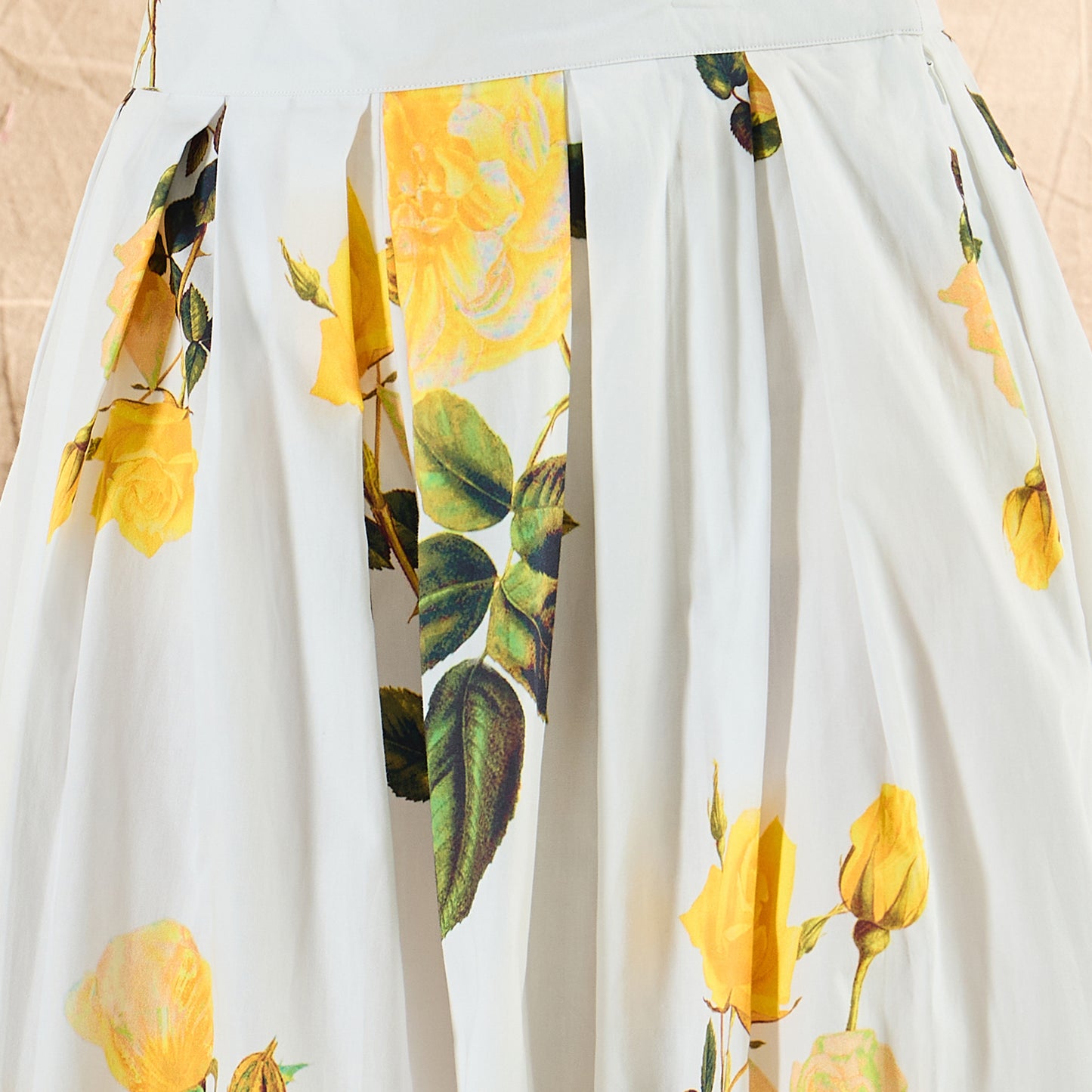 White and Yellow Long Cotton Jacket and Floral Wide Leg Pants Set