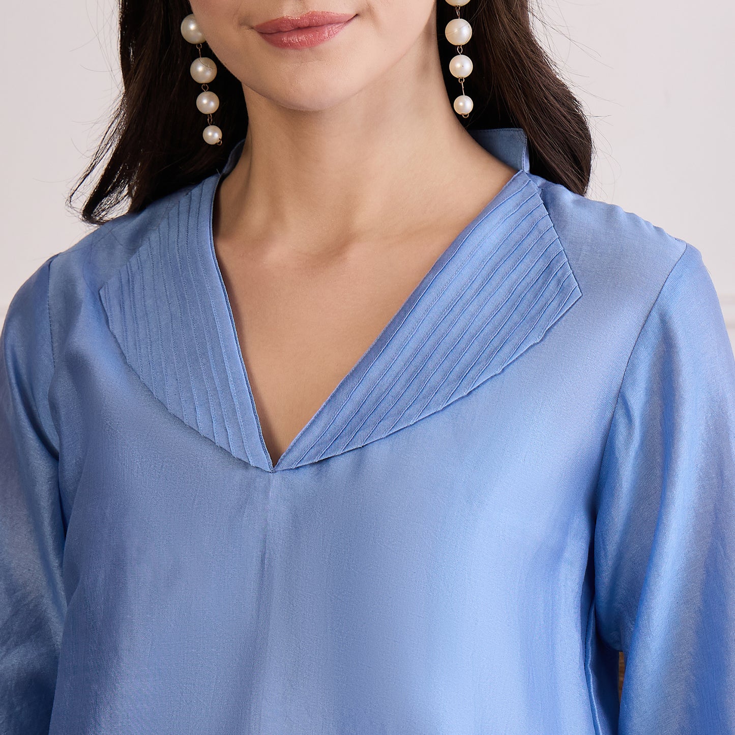 Sky Blue Floral Cutwork Embroidered Set
