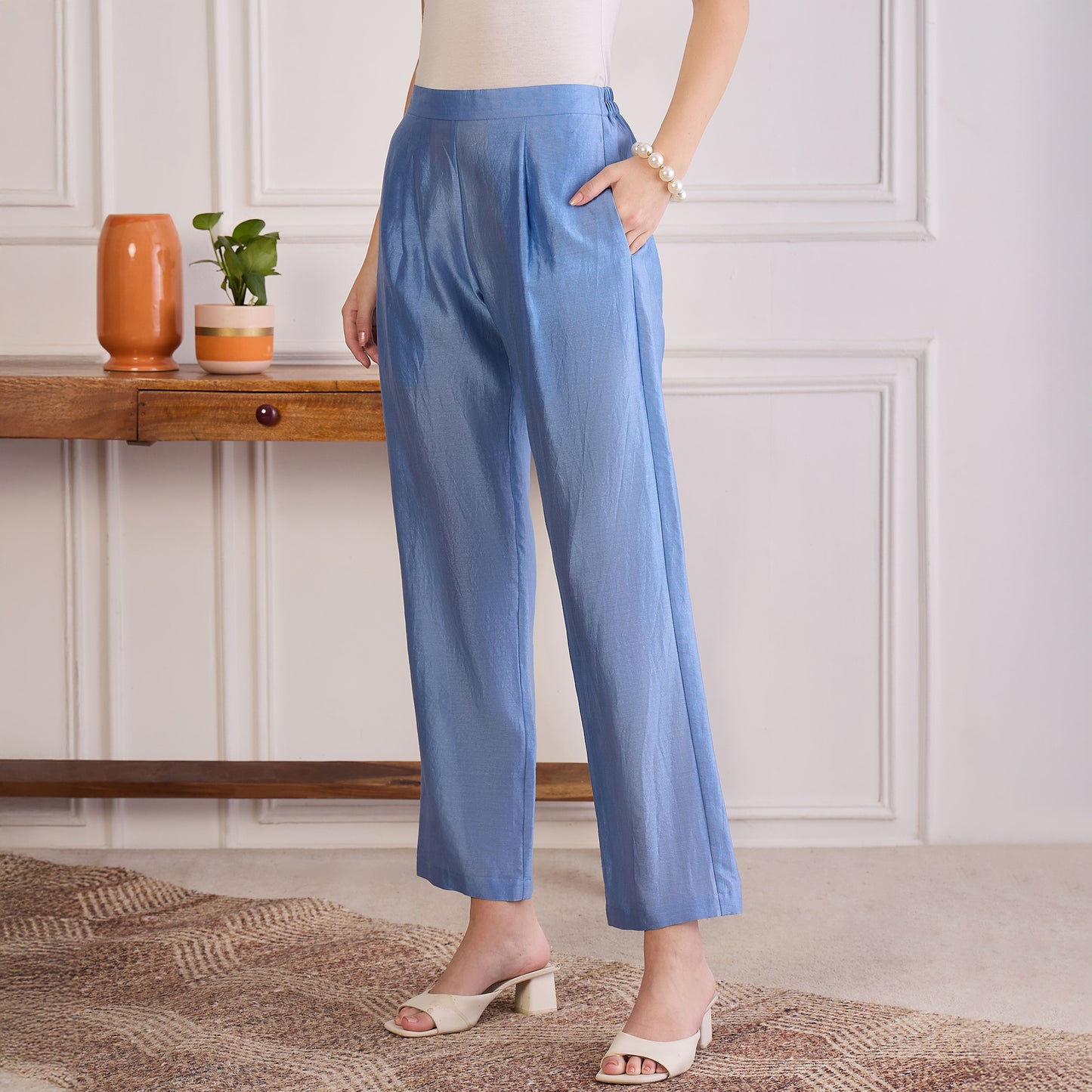 Sky Blue Floral Cutwork Embroidered Set