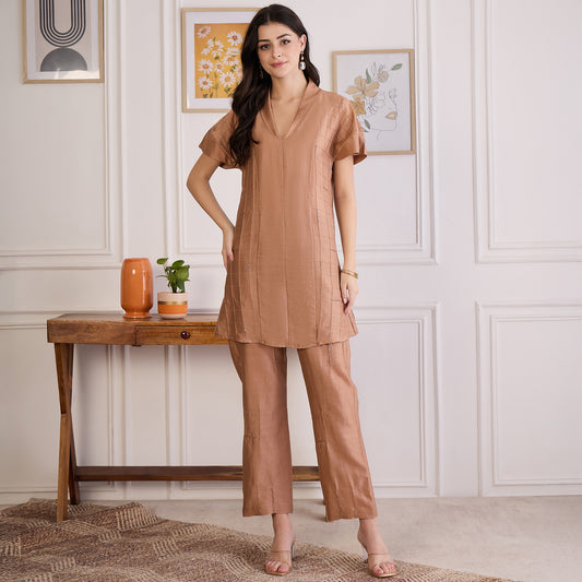 Copper Brown Embroidered Set