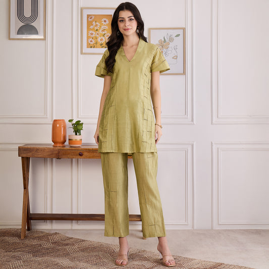 Lime Green Embroidered Set