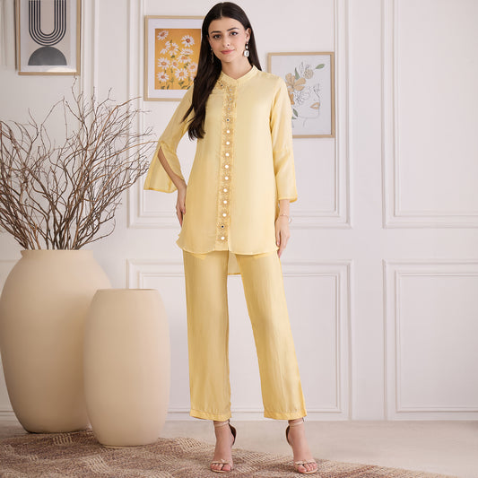 Yellow Embroidered Set