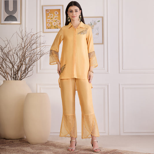 Yellow Pearl Hand Embroidered Co-ord Set