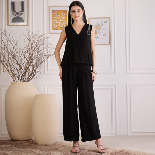 Black Fall Embellished Co-ord Set
