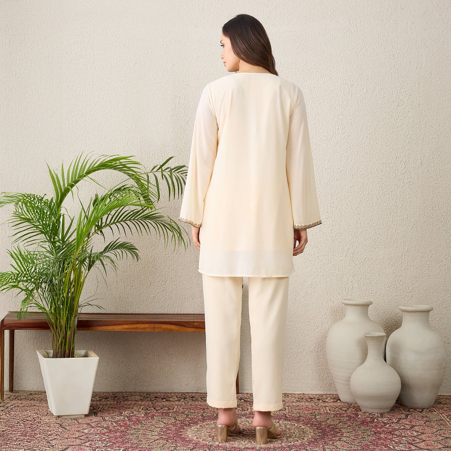 Ivory Yoke Embroidered Kurta Set