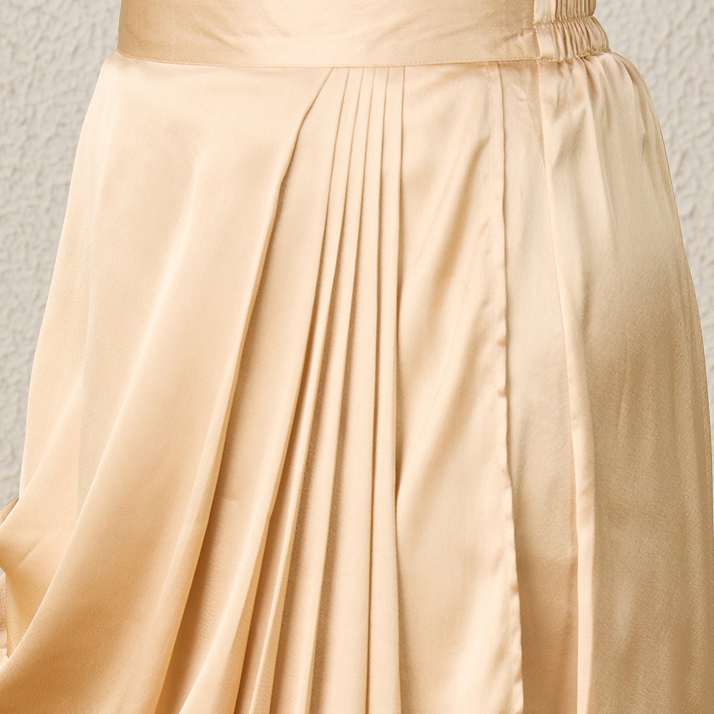 Beige Floral Print Kaftan Top with Golden Embroidery and Skirt Set