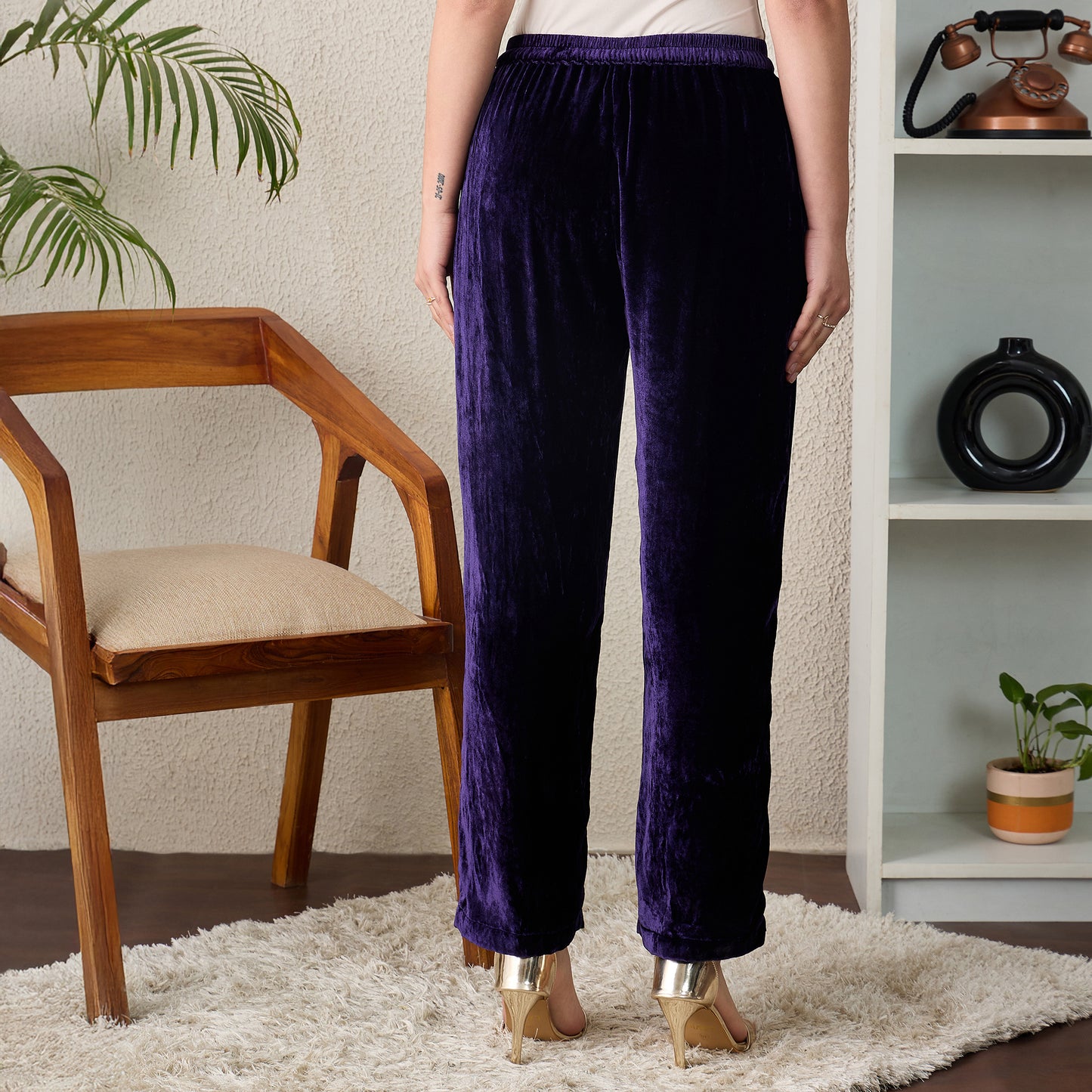 Purple Paisley Hand Embroidered Velvet Set