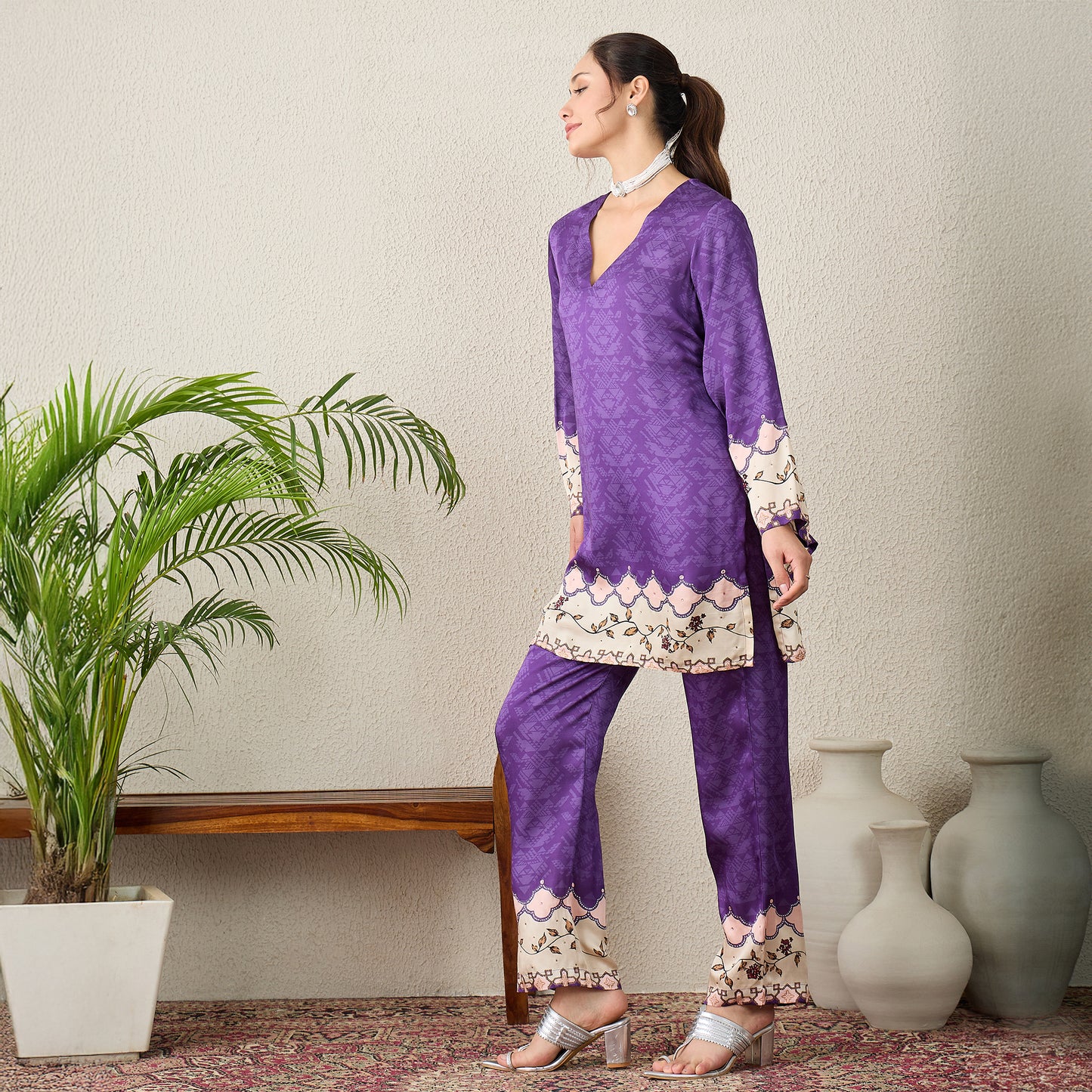 Purple Mystic Floral Printed Co-Ord Set