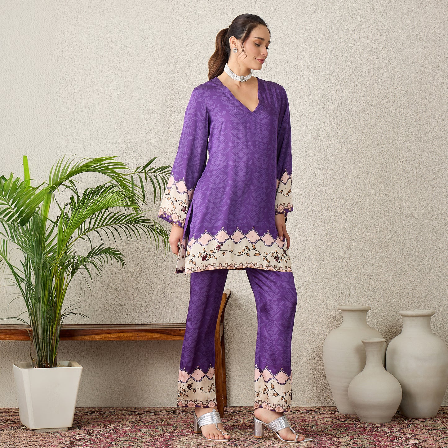 Purple Mystic Floral Printed Co-Ord Set