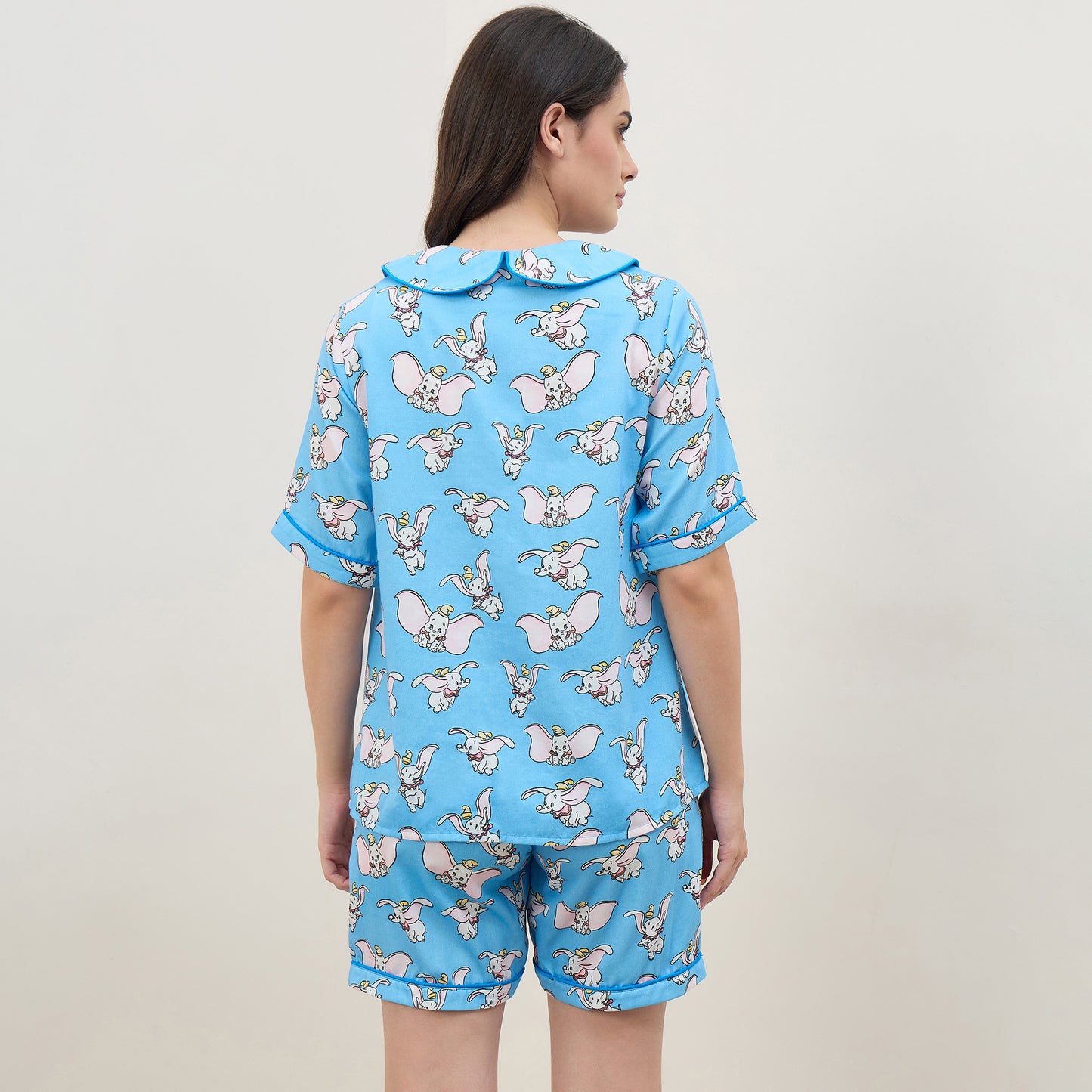 Blue Dumbo Printed Shorts Nightsuit Set