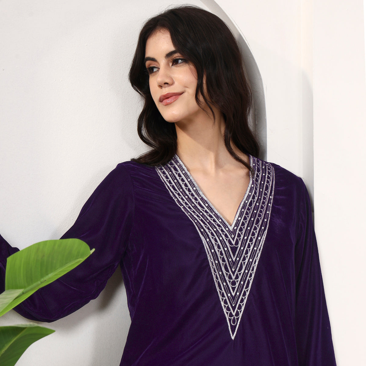Purple Set for Women – Silk Velvet – Back View | First Resort by Ramola Bachchan
