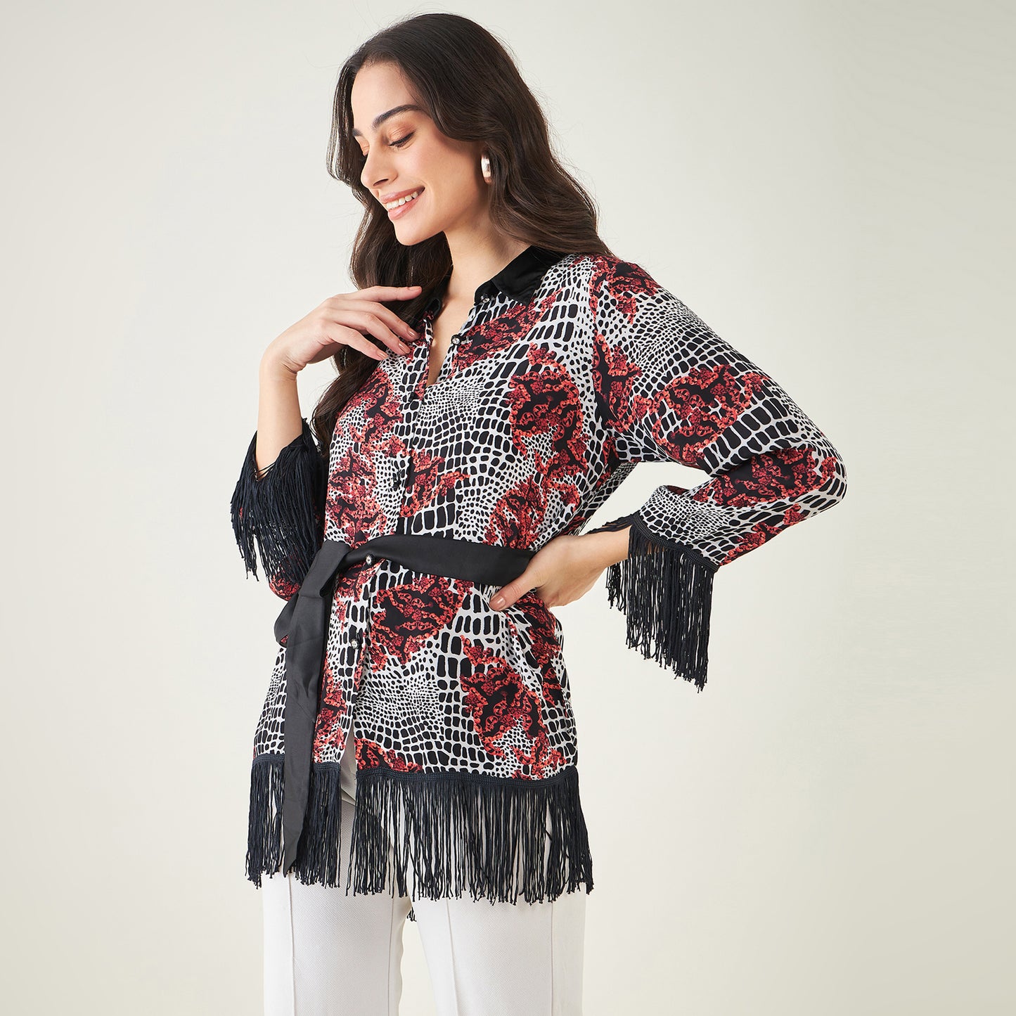 Red Baroque Animal Print Shirt