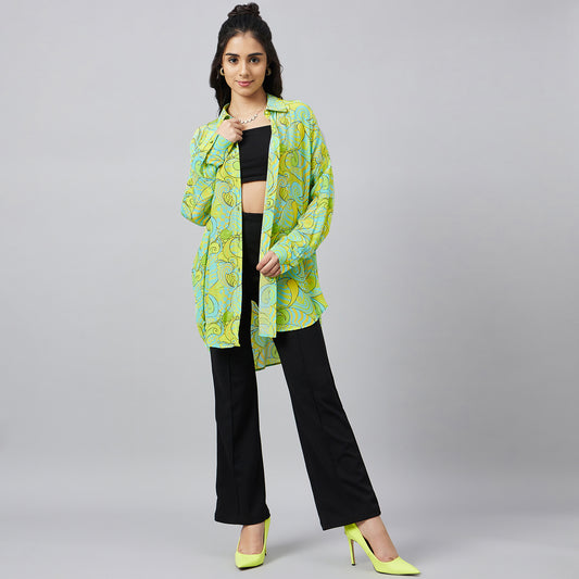 Neon Green and Yellow Pucci Print Boyfriend Shirt