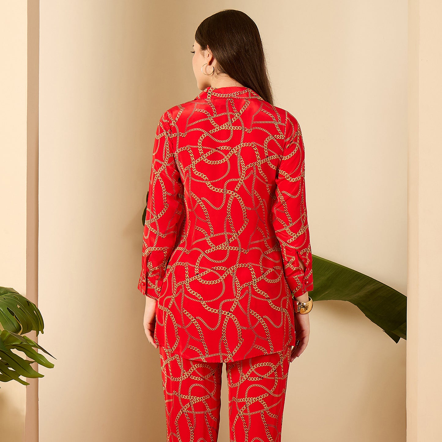 Red Chain Print Shirt