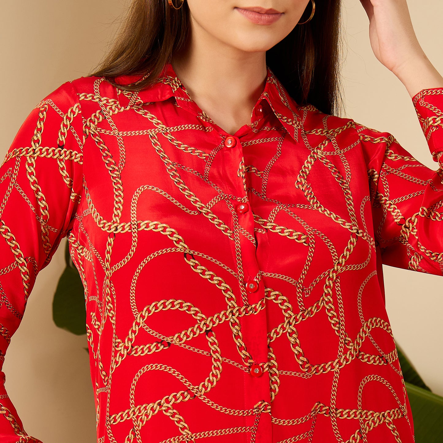 Red Chain Print Shirt