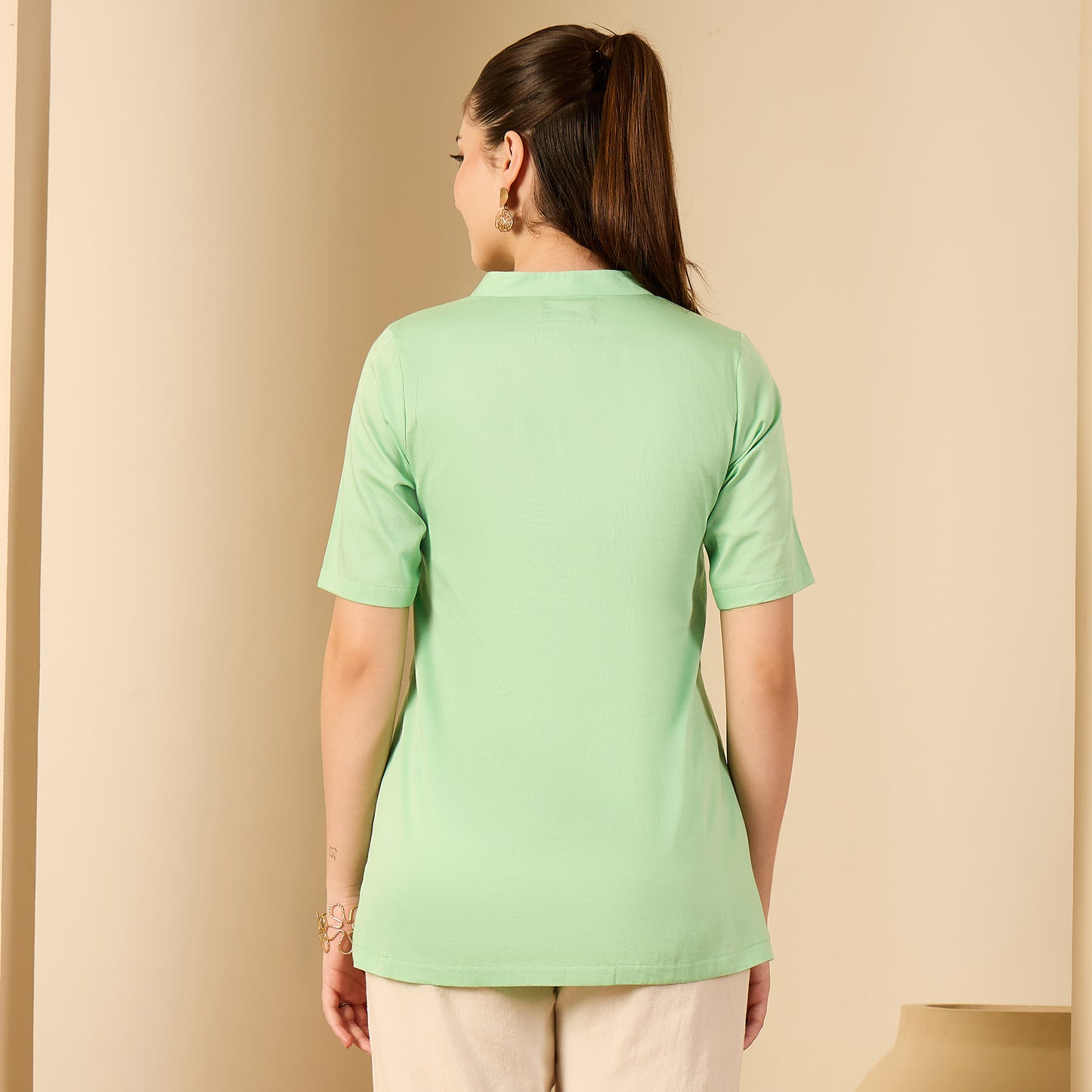 Jelly Mint Hand Embroidered Shirt