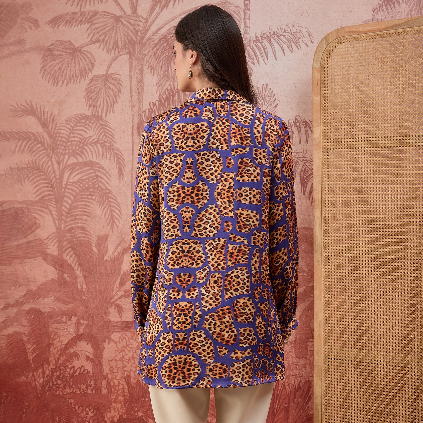 Purple Patched Leopard Print Shirt