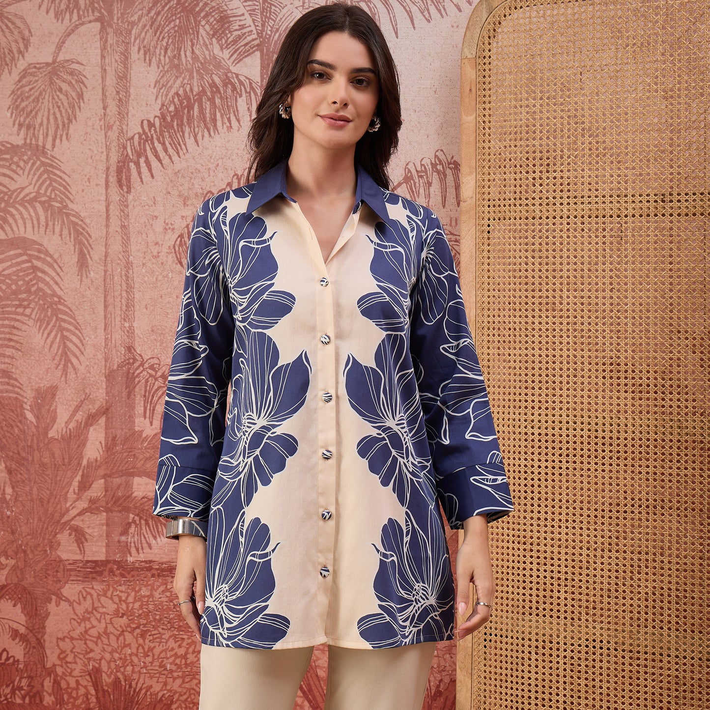 Blue Bold Florals Printed Shirt