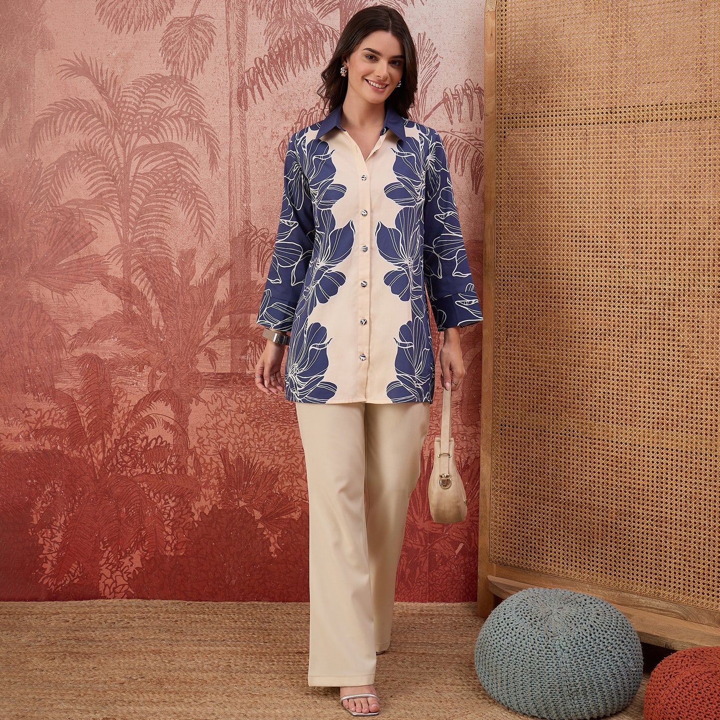 Blue Bold Florals Printed Shirt