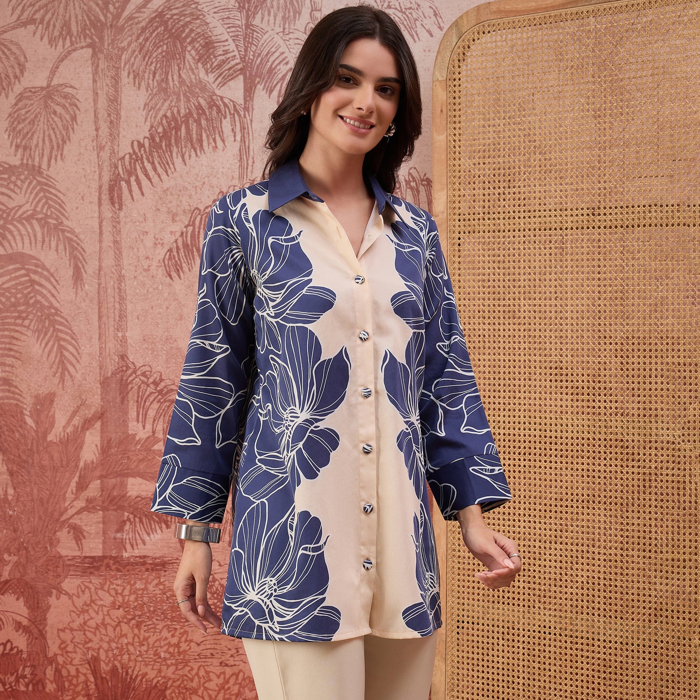 Blue Bold Florals Printed Shirt