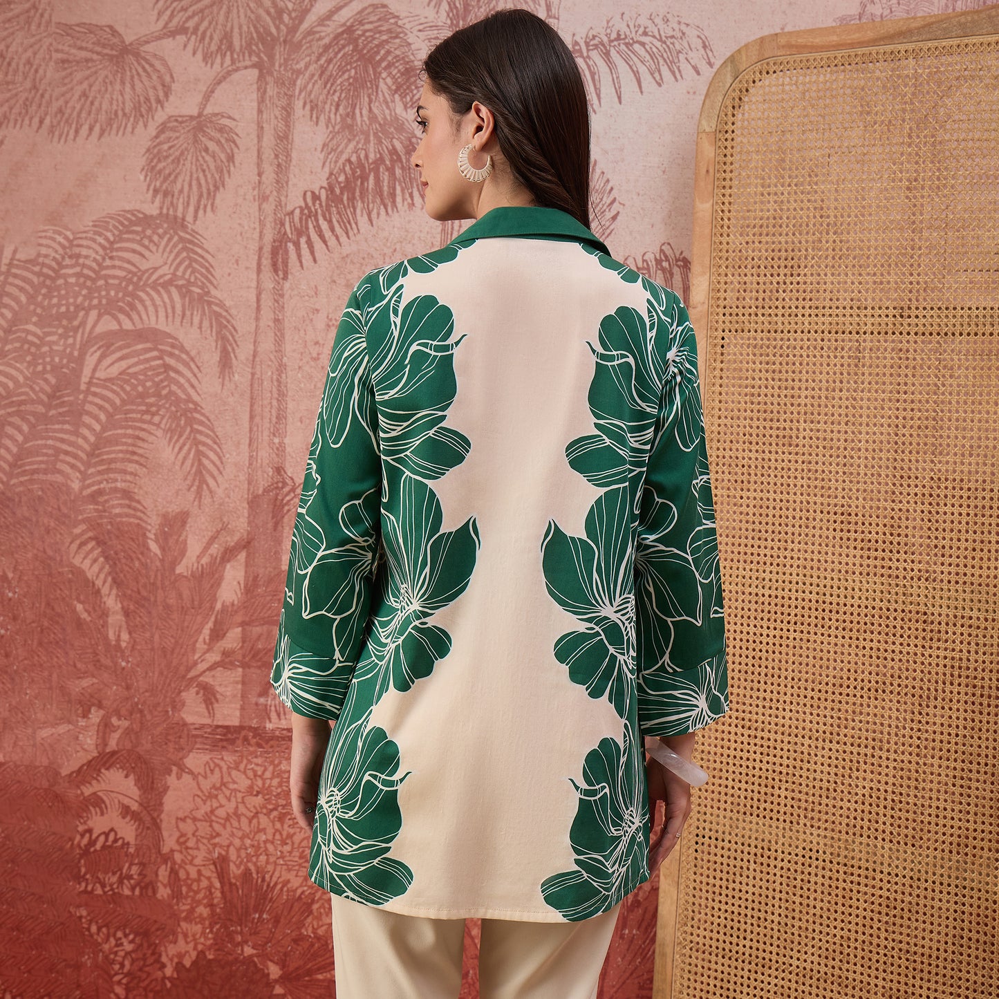 Green Bold Florals Printed Shirt